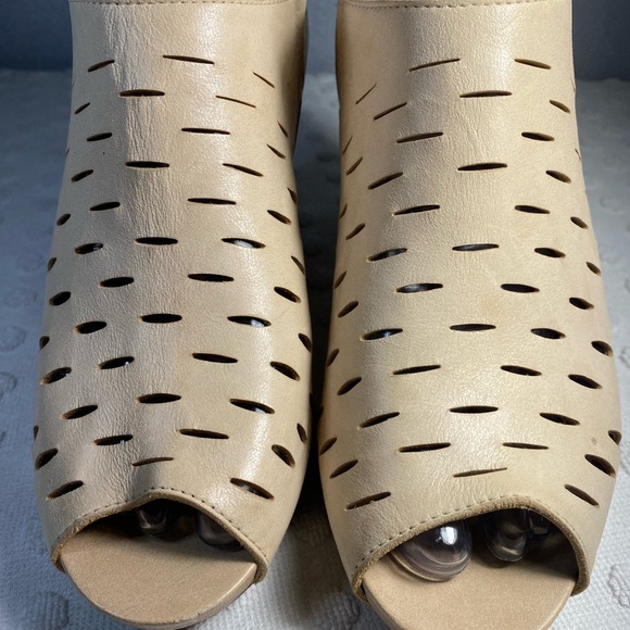 LADIES CLARKS OKENA POSH LEATHER ZIP CASUAL PEEP TOE HEELED MULES - Picture 10 of 16